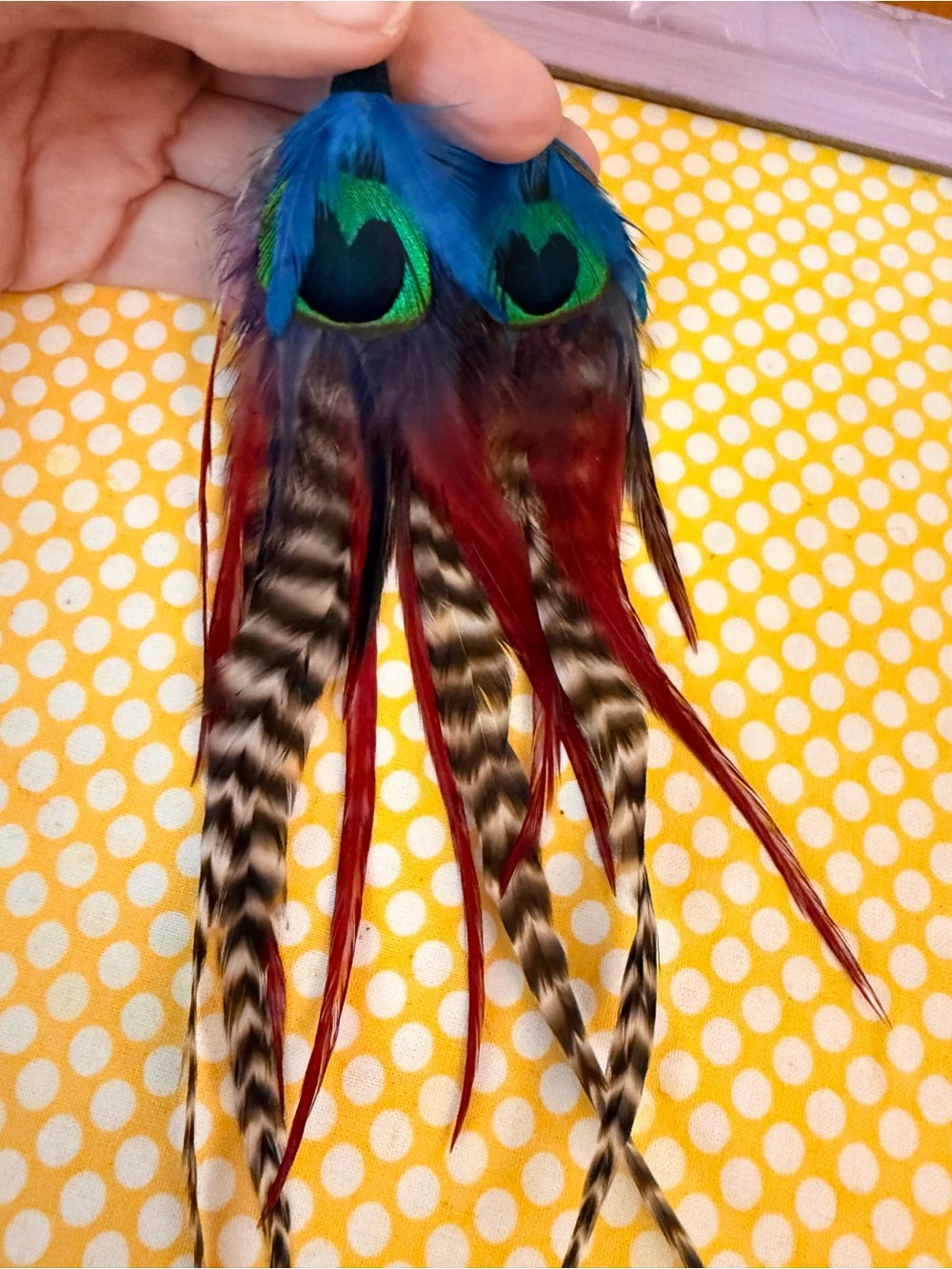 Handmade Peacock Feather Earrings in Blue, Purple, Green, Red Black & White